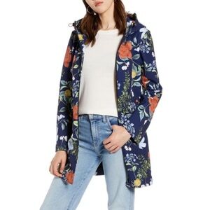Halogen Navy and Orange Floral Trench Coat